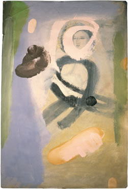 Face in Floating World, acrylic and pencil on paper, 11 x 7-1/2 inches, 1993