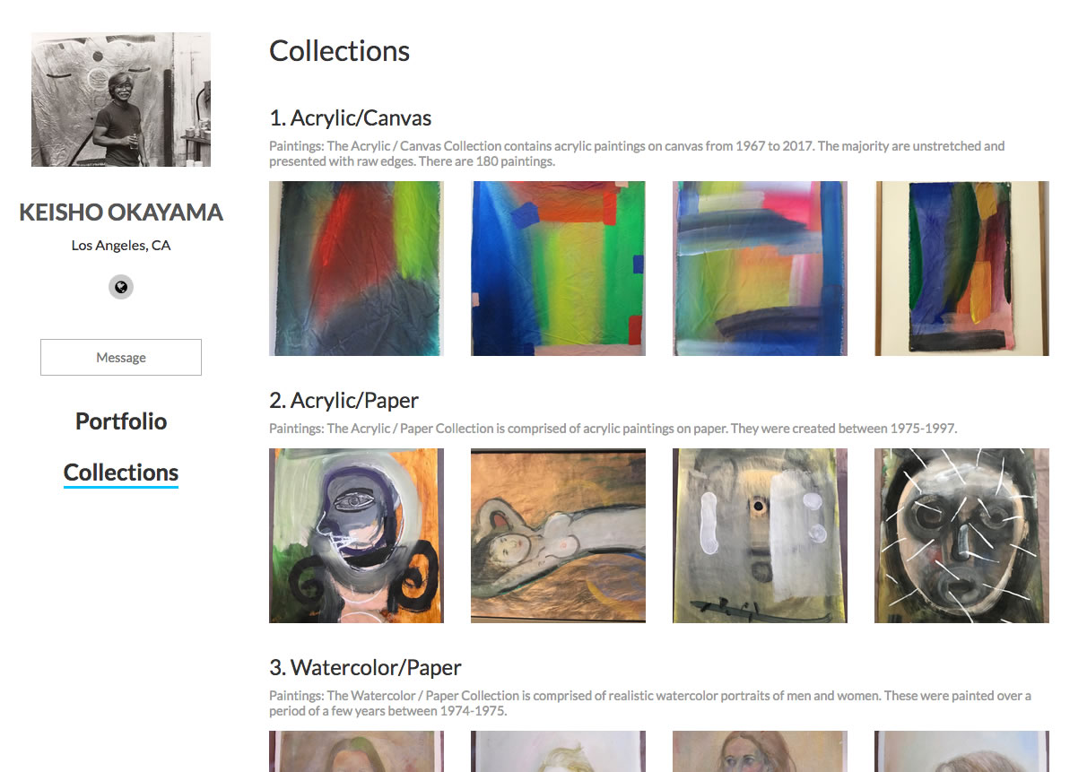 Link and Screen shot of Archive of Okayama artworks