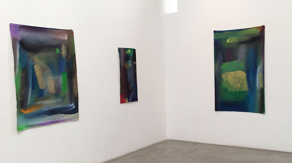 installation views of FIG show, showing Opposing Gold and Green, Red Corner and Gold Over Green