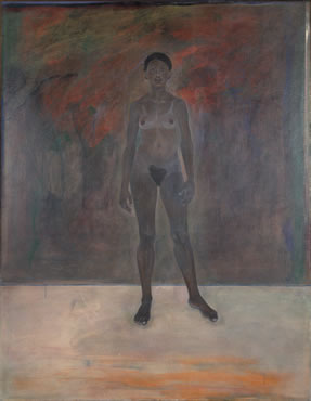 Keisho Okayama, painting, Standing Nude,</em> acrylic on canvas, 62 x 47-1/2 inches, 1972
