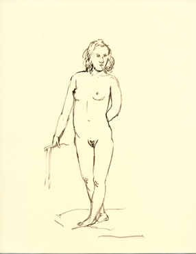 Standing Nude, Ink on Paper, 11 x 8-1/2 inches, c. 2008